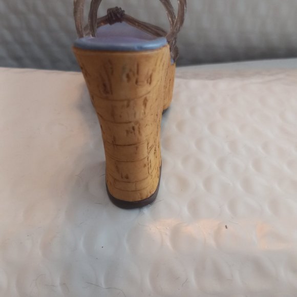 Just The Right Shoe By Raine Cork Wedge Mini Figurine 25093 - Picture 3 of 9